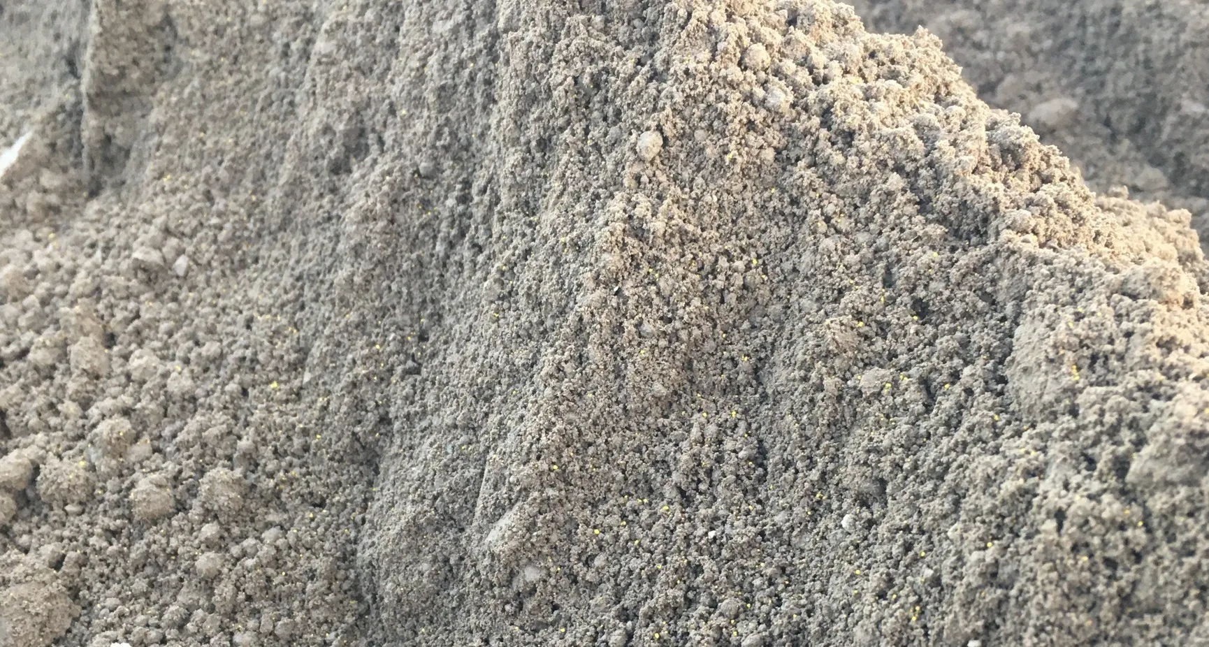 ビニール際畝の薬剤散布状況 ビニール際の法面にも均一に薬剤（黄色）が散布されている状況です。